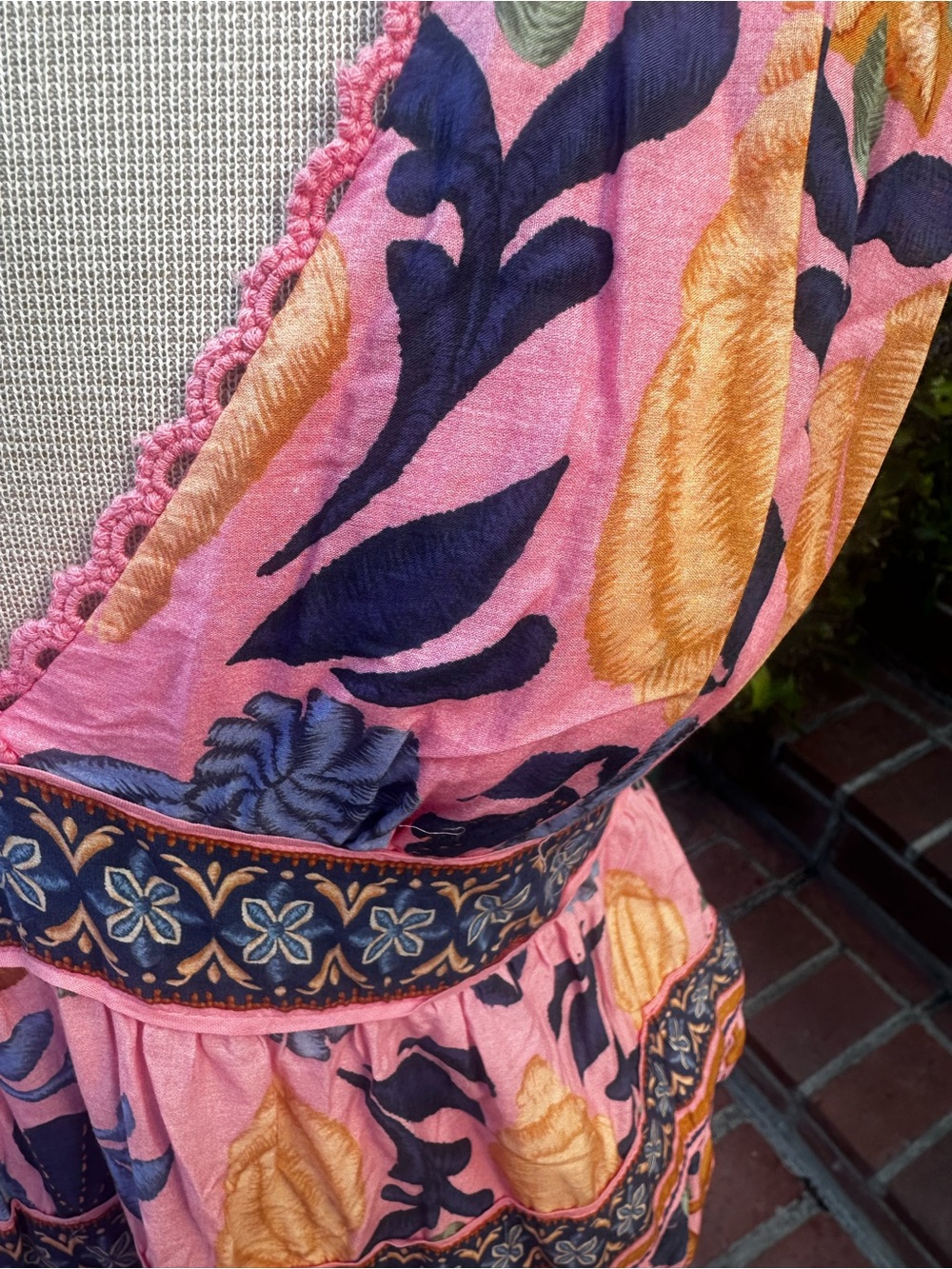 FARM Rio Pink Floral Embroidered V-Neck Midi Sundress - Picture 4 of 6